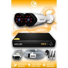 Elitcam 2 Kameralı Uzay 2 Dış Kamera Set Hdd'siz Full Hd Gece Görüşlü Güvenlik Kamerası Sistemi