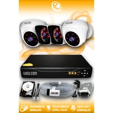 Elitcam 4 Kameralı Kare 2 İç Kamera Set 100 GB HDD Full Hd Gece Görüşlü Güvenlik Kamerası Sistemi