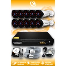 Elitcam 10 Kameralı Uzay 10 Dış Kamera Set 100 GB HDD Full Hd Gece Görüşlü Güvenlik Kamerası Sistemi