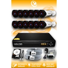 Elitcam 12 Kameralı Uzay 12 Dış Kamera Set 1 Tb HDD Full Hd Gece Görüşlü Güvenlik Kamerası Sistemi