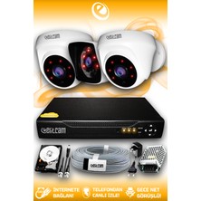 Elitcam 3 Kameralı Kare 2 İç Kamera Set 320 GB HDD Full Hd Gece Görüşlü Güvenlik Kamerası Sistemi
