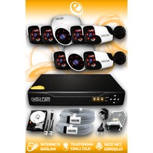 Elitcam 8 Kameralı Panda 2 İç Kamera Set 1 Tb HDD Full Hd Gece Görüşlü Güvenlik Kamerası Sistemi