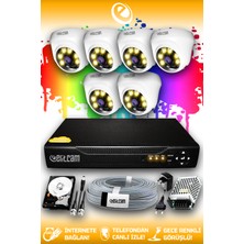 Elitcam 6 Kameralı Dome 6 Iç Kamera Set 100 GB HDD Full Hd Renkli Gece Görüşlü Güvenlik Kamerası Sistemi
