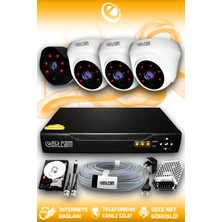 Elitcam 4 Kameralı Uzay 3 İç Kamera Set 100 GB HDD Full Hd Gece Görüşlü Güvenlik Kamerası Sistemi