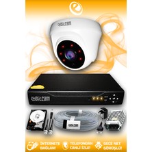 Elitcam 1 Kameralı Dome 1 Iç Kamera Set 500 GB HDD Full Hd Gece Görüşlü Güvenlik Kamerası Sistemi