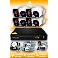 Elitcam 8 Kameralı Kare 4 İç Kamera Set 1 Tb HDD Full Hd Gece Görüşlü Güvenlik Kamerası Sistemi