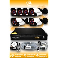 Elitcam 6 Kameralı Panda 6 Dış Kamera Set 320 GB HDD Full Hd Gece Görüşlü Güvenlik Kamerası Sistemi