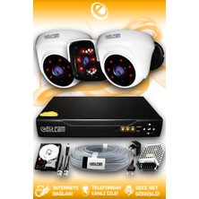 Elitcam 3 Kameralı Panda 2 Iç Kamera Set 320 GB HDD Full Hd Gece Görüşlü Güvenlik Kamerası Sistemi