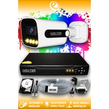 Elitcam 1 Kameralı Zebra 1 Dış Kamera Set 320 GB HDD Full Hd Renkli Gece Görüşlü Güvenlik Kamerası Sistemi