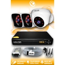 Elitcam 3 Kameralı Kare 1 Iç Kamera Set Hdd'siz Full Hd Gece Görüşlü Güvenlik Kamerası Sistemi