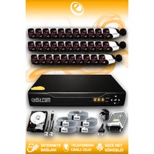 Elitcam 32 Kameralı Panda 32 Dış Kamera Set 250 GB HDD Full Hd Gece Görüşlü Güvenlik Kamerası Sistemi