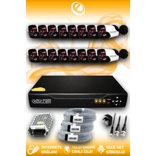 Elitcam 16 Kameralı Panda 16 Dış Kamera Set Hdd'siz Full Hd Gece Görüşlü Güvenlik Kamerası Sistemi