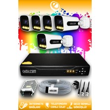 Elitcam 5 Kameralı Zebra 5 Dış Kamera Set Hdd'siz Full Hd Renkli Gece Görüşlü Güvenlik Kamerası Sistemi