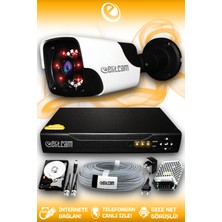 Elitcam 1 Kameralı Panda 1 Dış Kamera Set 250 GB HDD Full Hd Gece Görüşlü Güvenlik Kamerası Sistemi