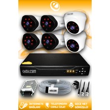 Elitcam 6 Kameralı Uzay 2 Iç Kamera Set Hdd'siz Full Hd Gece Görüşlü Güvenlik Kamerası Sistemi