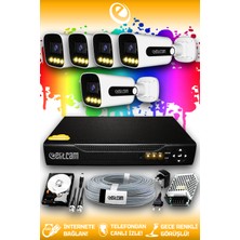 Elitcam 5 Kameralı Zebra 5 Dış Kamera Set 500 GB HDD Full Hd Renkli Gece Görüşlü Güvenlik Kamerası Sistemi