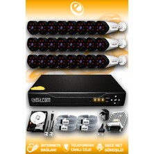 Elitcam 24 Kameralı Uzay 24 Dış Kamera Set 500 GB HDD Full Hd Gece Görüşlü Güvenlik Kamerası Sistemi