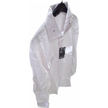 Zara S Beden Slim Fit Saten Parlak Yaka-Manşet Detaylı Sahne Kostümü, Düğün,damat, Sağdıç Slim Fit Tek Renk Sade Desensiz Erkek Gömleği
