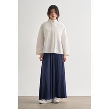 Mizalle Premium Saf Pamuk Oversize Ekru Ceket Gömlek