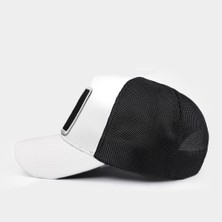BlackBörk V1 Trucker Aslan - 9sb Kod Logolu Unisex Beyaz-Siyah Şapka (Cap)
