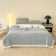 Out Yuy 1 Parça Yumuşak Kadife Jacquad Battaniye 100*150CM Gri (Yurt Dışından)