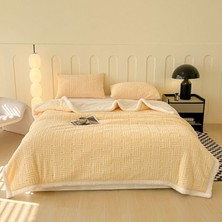 Out Yuy 1 Parça Yumuşak Kadife Jacquad Battaniye 100*150CM Bej (Yurt Dışından)