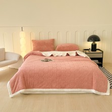 Out Yuy 1 Parça Yumuşak Kadife Jacquad Battaniye 100*150CM Pembe (Yurt Dışından)