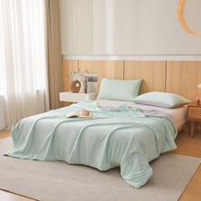 Out Yuy Serinletici Yaz Yorganı 1 Adet Yumuşak Nefes Alabilen Hafif 110*150CM Açık Yeşil+Açık Gri (Yurt Dışından)