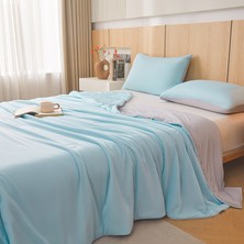 Out Yuy Serinletici Yaz Yorganı 1 Adet Yumuşak Nefes Alabilen Açık 150*200CM Açık Mavi+Açık Gri (Yurt Dışından)