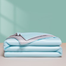 Out Yuy Serinletici Yaz Yorganı 1 Adet Yumuşak Nefes Alabilen Açık 150*200CM Açık Mavi+Açık Gri (Yurt Dışından)