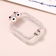 MobaxAksesuar Apple Watch 10/11 Serisi 46mm 3D Figürlü Taşlı Ekran Koruyuculu Sert PC Kasa Koruyucu