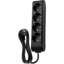 Viko | Dörtlü Grup Priz, Topraklı - Çocuk Korumalı Çoğaltıcı Priz, 4'lü, 1 M, Siyah