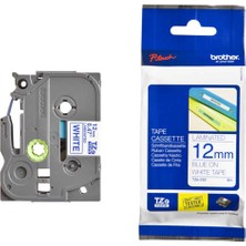 Brother TZE-233 12 mm Beyaz Üzeri Mavi Laminasyonlu Etiket