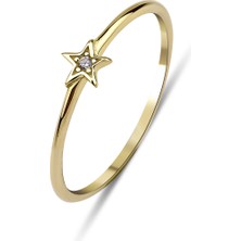 Kairos Jewelry 14 Ayar Altın Minimal Yıldız Yüzük KRS081-14GRZ