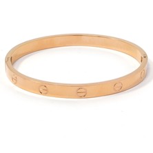 Ferizz Çelik Kelepçe Bileklik Love Model Altın Kaplama BLZ-288