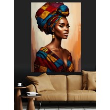 Afrikalı Desenli Kadın Dekoratif Kanvas - Mdf Ahşap Tablo