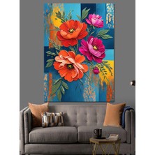 Canlı Çiçek Deseni Dekoratif Kanvas - Mdf Ahşap Tablo