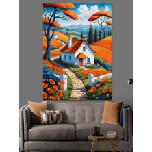 Sonbahar Kır Evi Dekoratif Kanvas - Mdf Ahşap Tablo