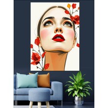 Gelincik Çiçekli Kadın Dekoratif Kanvas - Mdf Ahşap Tablo