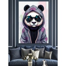 Hoodie Giyen Panda Dekoratif Kanvas - Mdf Ahşap Tablo