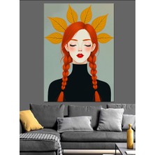 Sonbahar Kızıl Saçlı Kadın Dekoratif Kanvas - Mdf Ahşap Tablo