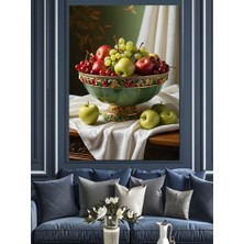 Renkli Meyve Tabağı Dekoratif Kanvas - Mdf Ahşap Tablo