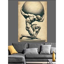 Atlas ve Dünya Çizimi Dekoratif Kanvas - Mdf Ahşap Tablo