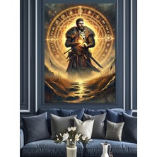 Samuray ve Altın Çember Dekoratif Kanvas - Mdf Ahşap Tablo