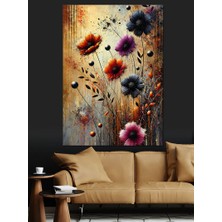 Renkli Kır Çiçekleri Dekoratif Kanvas - Mdf Ahşap Tablo