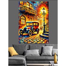 Nostaljik Araba ve Sokak Işıkları Dekoratif Kanvas - Mdf Ahşap Tablo