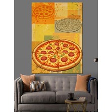 Pizza Dilimi ve Sanatsal Yaklaşım Dekoratif Kanvas - Mdf Ahşap Tablo