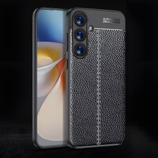 Samsung Galaxy S25 Uyumlu Kılıf Kamera Çıkıntılı Deri Görünümlü Dikiş Desenli Koruyucu Kapak