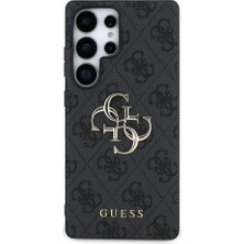 Galaxy S25 Ultra Kılıf Guess Lisanslı Pu Deri 4g Desenli Metal Büyük 4g ve Yazı Logolu Kapak Siyah