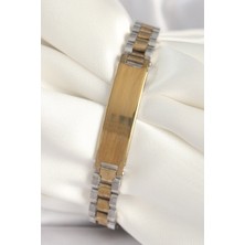 Clariss 316L Çelik Gold Gümüş Renk Zincir Künye Model Erkek Bileklik